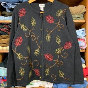 Crystal kale vintage cottagecore embroidered Cardigan